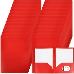 50 Pcs Plastic Folders with 2 Pockets Letter Size Folder,Red Heavy Duty Folders with Business Card Holder for School Classroom Teacher Office Supplies File Documents Filing Organizing 50 Pcs Plastic Folders with 2 Pockets Letter Size Folder,Red Heavy Duty Folders with Business Card Holder for School Classroom Teacher Office Supplies File Documents Filing Organizing