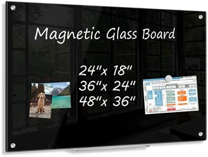 24 x 18 Black Dry Erase Board Magnetic Tempered Glass Whiteboard (2 x 1.5) Wall Mounted Frameless Dry Erase Black Glass Board with Acrylic Pen tray, Magnets for Office, Home 24 x 18 Black Dry Erase Board Magnetic Tempered Glass Whiteboard (2 x 1.5) Wall Mounted Frameless Dry Erase Black Glass Board with Acrylic Pen tray, Magnets for Office, Home