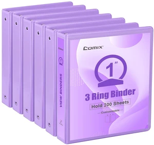 Sturdy Standard 1 Inch 3 Ring Binder with Clear View Cover 1"Round Ring,PVC-Free Board,Holds 200 Letter Sheets,Morandi Multicolor for Students & Office,6 Pack (Pale Purple) Sturdy Standard 1 Inch 3 Ring Binder with Clear View Cover 1"Round Ring,PVC-Free Board,Holds 200 Letter Sheets,Morandi Multicolor for Students & Office,6 Pack (Pale Purple)