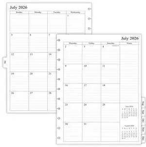 2026-2027 Monthly Planner Refill for 11-Discbound Notebooks, Jul 2026 to Dec 2027, Two Pages Per Month, Letter Size, 8-1/2" x 11" 2026-2027 Monthly Planner Refill for 11-Discbound Notebooks, Jul 2026 to Dec 2027, Two Pages Per Month, Letter Size, 8-1/2" x 11"