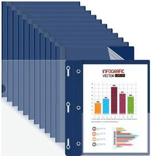 12 Pack Plastic Report Covers with 3-Prong Fasteners Clear Front Resume Portfolio Folder for 8.5x11 Letter Size Paper, Presentation Document Report Folders for Office School Use, Navy Blue 12 Pack Plastic Report Covers with 3-Prong Fasteners Clear Front Resume Portfolio Folder for 8.5x11 Letter Size Paper, Presentation Document Report Folders for Office School Use, Navy Blue