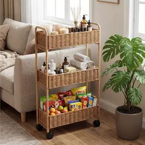 Utility Slim Storage Cart,3-Tier Rolling Kitchen Office Laundry Room Cart,Mobile Shelving Unit Organizer for Living Room Bathroom Baby Diaper Narrow Places (Natural, 3 Tiers-7.1 inch (W)) Utility Slim Storage Cart,3-Tier Rolling Kitchen Office Laundry Room Cart,Mobile Shelving Unit Organizer for Living Room Bathroom Baby Diaper Narrow Places (Natural, 3 Tiers-7.1 inch (W))