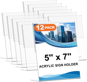 12 Pack 5 x 7 Acrylic Sign Holder, Clear Plastic Signs Display Stand, Vertical Slanted Back Paper Holder Stand up Table Top Sign Holders Flyer Stand Frames Suitable for Office Business Store 12 Pack 5 x 7 Acrylic Sign Holder, Clear Plastic Signs Display Stand, Vertical Slanted Back Paper Holder Stand up Table Top Sign Holders Flyer Stand Frames Suitable for Office Business Store