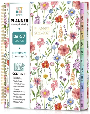 2026-2027 Monthly and Weekly Academic Planner, July 2026-June 2027, 8.5"x11", Agenda Calendar with Colorful Tabs and Storage Pocket, Ideal for School Office Supplies 2026-2027 Monthly and Weekly Academic Planner, July 2026-June 2027, 8.5"x11", Agenda Calendar with Colorful Tabs and Storage Pocket, Ideal for School Office Supplies