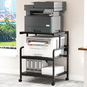 Large Printer Stand with Storage Shelf, 23.6" W x 18.9" D Printer Cart with Wheels, 3 Tier Mobile Printer Table for Home Office,Stands for Heat Press Scanner Fax (Black) Large Printer Stand with Storage Shelf, 23.6" W x 18.9" D Printer Cart with Wheels, 3 Tier Mobile Printer Table for Home Office,Stands for Heat Press Scanner Fax (Black)