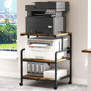 Large Printer Stand with Storage Shelf, 23.6" W x 18.9" D Printer Cart with Wheels, 3 Tier Mobile Printer Table for Home Office,Stands for Heat Press Scanner Fax (Brown) Large Printer Stand with Storage Shelf, 23.6" W x 18.9" D Printer Cart with Wheels, 3 Tier Mobile Printer Table for Home Office,Stands for Heat Press Scanner Fax (Brown)