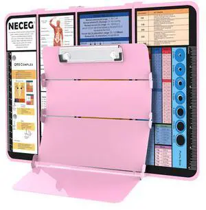 Nursing Clipboard Foldable, 4-Fold Aluminum Pocket Size, Baby Pink Folding Clipboard with Medical Cheat Sheets, Metal Pen Clip & Privacy Protection for Nurses, Nursing Students & Doctors Nursing Clipboard Foldable, 4-Fold Aluminum Pocket Size, Baby Pink Folding Clipboard with Medical Cheat Sheets, Metal Pen Clip & Privacy Protection for Nurses, Nursing Students & Doctors