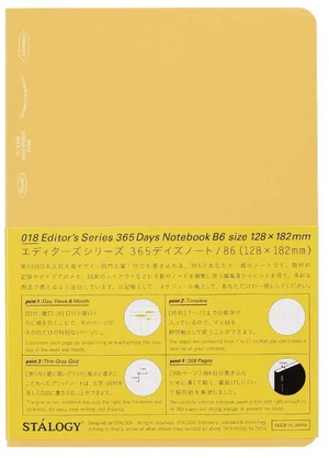 Nitoms S4122 STALOGY Notebook, B6, Squared, 365 Days Notebook, Yellow Nitoms S4122 STALOGY Notebook, B6, Squared, 365 Days Notebook, Yellow