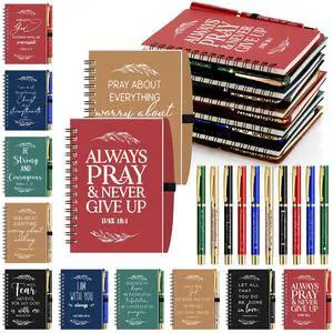 60 Pcs/30 Set Christian Gift Bulk Spiral Notebook and Pen, Multicolor Prayer Journal Bible Verse Ballpoint Pen, Religious Gift for Church Members Study Groups Women Men, Sunday School 60 Pcs/30 Set Christian Gift Bulk Spiral Notebook and Pen, Multicolor Prayer Journal Bible Verse Ballpoint Pen, Religious Gift for Church Members Study Groups Women Men, Sunday School