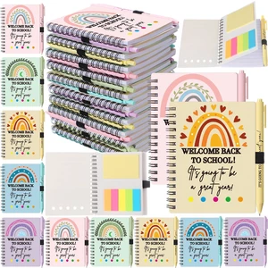 40 Pcs Welcome Back to School Gifts Bulk Spiral Notebooks Pens Notepads with Sticky Notes Motivational Pens, First Day of School Party Favor for Teacher Student Classroom, Rainbow Pastel 40 Pcs Welcome Back to School Gifts Bulk Spiral Notebooks Pens Notepads with Sticky Notes Motivational Pens, First Day of School Party Favor for Teacher Student Classroom, Rainbow Pastel