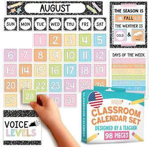Classroom Calendar Set -School Calendar Bulletin Board Decor Kid Class Calendar for Composition Classroom Decor, Kindergarten Preschool Teacher Must Have, Homeschool & Daycare Essentials Classroom Calendar Set -School Calendar Bulletin Board Decor Kid Class Calendar for Composition Classroom Decor, Kindergarten Preschool Teacher Must Have, Homeschool & Daycare Essentials