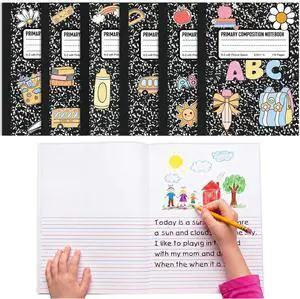 6 Pcs Marble Primary Composition Notebook with Picture Space Bulk Notebook for Grades K-2, 110 Page 8.5 x 11'' Half Primary Journal, Drawing Story, Back to School First Day of School 6 Pcs Marble Primary Composition Notebook with Picture Space Bulk Notebook for Grades K-2, 110 Page 8.5 x 11'' Half Primary Journal, Drawing Story, Back to School First Day of School