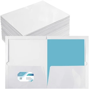 100 Pack Glossy 2 Pocket Folders Bulk, Letter Size,White Back to School Ready: Laminated Paper Holds up to 50 Sheets Each for Classroom Handouts, Presentations and Office Documents 100 Pack Glossy 2 Pocket Folders Bulk, Letter Size,White Back to School Ready: Laminated Paper Holds up to 50 Sheets Each for Classroom Handouts, Presentations and Office Documents