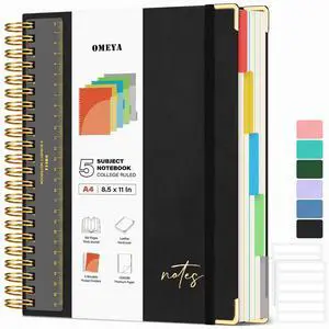 Hardcover Spiral Notebook 8.5" x 11": 5 Subject Notebooks College Ruled Pocket Dividers & Ruler, Leather, 300 Pages 100GSM Thick Writing Journal for Women, Large A4 Lined Notebooks for Work School Hardcover Spiral Notebook 8.5" x 11": 5 Subject Notebooks College Ruled Pocket Dividers & Ruler, Leather, 300 Pages 100GSM Thick Writing Journal for Women, Large A4 Lined Notebooks for Work School