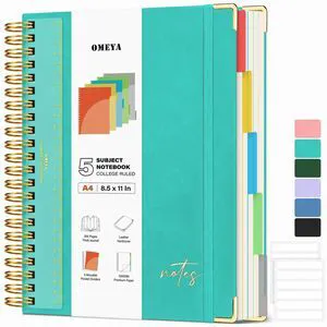 Hardcover Spiral Notebook 8.5" x 11": 5 Subject Notebooks College Ruled Pocket Dividers & Ruler, Leather, 300 Pages 100GSM Thick Writing Journal for Women, Large A4 Lined Notebooks for Work School Hardcover Spiral Notebook 8.5" x 11": 5 Subject Notebooks College Ruled Pocket Dividers & Ruler, Leather, 300 Pages 100GSM Thick Writing Journal for Women, Large A4 Lined Notebooks for Work School