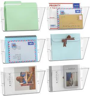 6 Pack Clear Single Pocke Hanging Wall Mount File Holder Organizer Acrylic Hanging Wall Organizer, Plastic Wall Mount Mails Magazines Organizer for Office and Home 6 Pack Clear Single Pocke Hanging Wall Mount File Holder Organizer Acrylic Hanging Wall Organizer, Plastic Wall Mount Mails Magazines Organizer for Office and Home