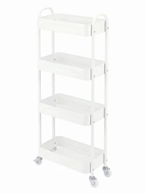 4 Tier Slim Kitchen Storage Cart for Narrow Space, 7.1'' Wide Metal Rolling cart with Wheels and Lockable Casters, Sturdy Mobile Thin Shelf for Laundry Room Between Washer and Dryer, White 4 Tier Slim Kitchen Storage Cart for Narrow Space, 7.1'' Wide Metal Rolling cart with Wheels and Lockable Casters, Sturdy Mobile Thin Shelf for Laundry Room Between Washer and Dryer, White