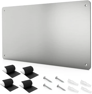 17.7" x 11.8" Stainless Steel Magnetic Board - Magnet Bulletin Board to Display Magnetic Letters Numbers Animal, Poetry, Spice Jars, Notes, Photos, Suitable for Wall, Refrigerator, Cubicle, Cabinet 17.7" x 11.8" Stainless Steel Magnetic Board - Magnet Bulletin Board to Display Magnetic Letters Numbers Animal, Poetry, Spice Jars, Notes, Photos, Suitable for Wall, Refrigerator, Cubicle, Cabinet