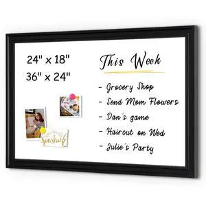 Dry Erase Board, 36" x 24" Magnetic Whiteboard, Black Wood Framed Decorative White Board, Wall-Mounted Notice Board, For School, Office, Home, 8 Magnets 4 Markers 1 Eraser Dry Erase Board, 36" x 24" Magnetic Whiteboard, Black Wood Framed Decorative White Board, Wall-Mounted Notice Board, For School, Office, Home, 8 Magnets 4 Markers 1 Eraser
