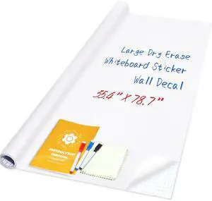 78.7"x35.4" Whiteboard Sticker for Wall White Board Dry Erase Paper Wallpaper with 3 Markers Adhesive Poster Board Peel and Stick Whiteboard for School Office Home Drawing 78.7"x35.4" Whiteboard Sticker for Wall White Board Dry Erase Paper Wallpaper with 3 Markers Adhesive Poster Board Peel and Stick Whiteboard for School Office Home Drawing