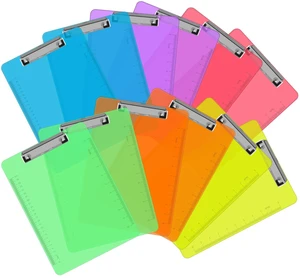12 Pack Plastic Clipboards, Low Profile Clip, Letter Size, 6 Colors Clear Colored Clipboards, 12.5 x 9 Inch, Fit 8.5x11 Letter Size Paper, Office, Classroom, Assorted 6 Colors, ECO Friendly 12 Pack Plastic Clipboards, Low Profile Clip, Letter Size, 6 Colors Clear Colored Clipboards, 12.5 x 9 Inch, Fit 8.5x11 Letter Size Paper, Office, Classroom, Assorted 6 Colors, ECO Friendly