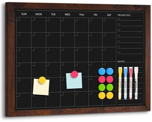 Magnetic Monthly Calendar Chalkboard, 36" x 24", Rustic Frame Chalk Board for Wall, Large Blackboard Planner & Menu Board, For Kitchen Home Office School, Includes 4 Markers & 8 Magnets Magnetic Monthly Calendar Chalkboard, 36" x 24", Rustic Frame Chalk Board for Wall, Large Blackboard Planner & Menu Board, For Kitchen Home Office School, Includes 4 Markers & 8 Magnets