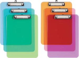 Plastic Clipboards, Metal Clip with Plastic Corners, Writing Surface with Hanging Loop, Assorted Colors, 12.5" x 9", (25402), 6 Count (Pack of 6) Plastic Clipboards, Metal Clip with Plastic Corners, Writing Surface with Hanging Loop, Assorted Colors, 12.5" x 9", (25402), 6 Count (Pack of 6)