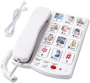 Big Button Phone for Seniors, Corded Landline Telephone with Large Number Keys, 10 Picture Memory One-Touch Dial, Extra Loud Ringer, Easy to Use for Dementia/Alzheimer's & Visually Impaired Elderly Big Button Phone for Seniors, Corded Landline Telephone with Large Number Keys, 10 Picture Memory One-Touch Dial, Extra Loud Ringer, Easy to Use for Dementia/Alzheimer's & Visually Impaired Elderly