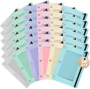 Pencil Pouch for 3 Ring Binder 36 Pack, Pastel Binder Pen Bags Bulk with Zipper, Aesthetic 3 Holes Pencil Pouches Organizer for Boy Girl Kids School Student, Reinforced Grommets & Clear Window Pencil Pouch for 3 Ring Binder 36 Pack, Pastel Binder Pen Bags Bulk with Zipper, Aesthetic 3 Holes Pencil Pouches Organizer for Boy Girl Kids School Student, Reinforced Grommets & Clear Window