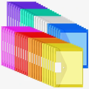 48pcs Plastic Envelopes Poly Envelopes, Clear Document Folders with Snap Button Closure, Letter Size, A4 Size with Label Pocket for School Home Work Office Organization, 8 Colors 48pcs Plastic Envelopes Poly Envelopes, Clear Document Folders with Snap Button Closure, Letter Size, A4 Size with Label Pocket for School Home Work Office Organization, 8 Colors