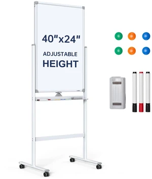 Rolling Whiteboard 40x24 Standing White Board Dry Erase Board on Wheels Height Adjustable, Magnetic Surface, Dry Erase, With Stand, Ideal for Classroom, Office, School, Home, Homeschooling, Teacher Rolling Whiteboard 40x24 Standing White Board Dry Erase Board on Wheels Height Adjustable, Magnetic Surface, Dry Erase, With Stand, Ideal for Classroom, Office, School, Home, Homeschooling, Teacher