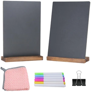 8.7x12 Inch Double Sided Chalkboard Signs, Erasable Message Blackboard with Wood Base for Shop Wedding Kitchen Home Party Decoration (2 Pack 8.7x12) 8.7x12 Inch Double Sided Chalkboard Signs, Erasable Message Blackboard with Wood Base for Shop Wedding Kitchen Home Party Decoration (2 Pack 8.7x12)