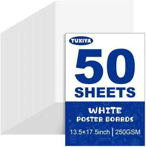 50 Pack White Poster Board,13.5" x 17.5" White Poster Paper Bulk 250GSM/92LB Heavy-Weight Blank Poster Board for Arts,Craft,Projects Presentations,Drawing Scrapbooking 50 Pack White Poster Board,13.5" x 17.5" White Poster Paper Bulk 250GSM/92LB Heavy-Weight Blank Poster Board for Arts,Craft,Projects Presentations,Drawing Scrapbooking