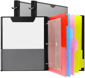 2 Pcs 360° Pivotable Project Organizer Folder, 3 Ring Binder Customizable Cover Multi Pocket Folder Binder, 13 Pocket Folders, Black 2 Pcs 360° Pivotable Project Organizer Folder, 3 Ring Binder Customizable Cover Multi Pocket Folder Binder, 13 Pocket Folders, Black