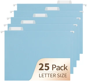 Blue Hanging File Folders,25 Pack Letter Size File Folders with 1/5-cut Tabs,Office Essentials for Filing Cabinet & Desk Storage Blue Hanging File Folders,25 Pack Letter Size File Folders with 1/5-cut Tabs,Office Essentials for Filing Cabinet & Desk Storage