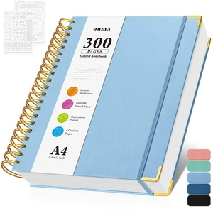 Bullet Dotted Journal Notebook, 300 Pages Leather Notebooks with Contens 120 GSM Thick No Bleed Through Paper Journals, A4 Dot Grid Spiral Notebook for Women Men Work Writing, 8.5" x 11", Light Blue Bullet Dotted Journal Notebook, 300 Pages Leather Notebooks with Contens 120 GSM Thick No Bleed Through Paper Journals, A4 Dot Grid Spiral Notebook for Women Men Work Writing, 8.5" x 11", Light Blue