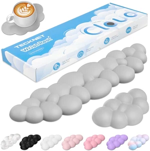 Cloud Keyboard Wrist Rest Set, Cloud Wrist Rest with Non-Slip Base, PU Leather Wrist Pad for Keyboard with Ergonomic Memory Foam for Computer Laptop Office Gaming and Pain Relief, Grey Cloud Keyboard Wrist Rest Set, Cloud Wrist Rest with Non-Slip Base, PU Leather Wrist Pad for Keyboard with Ergonomic Memory Foam for Computer Laptop Office Gaming and Pain Relief, Grey