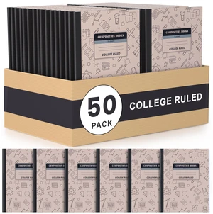 Composition Notebook 50 Pack Bulk College Ruled, Brown Cover Notebooks for School, 70 Sheets 7-1/2"x9-3/4, Back to School Supplies Journal for K-12 Students Composition Notebook 50 Pack Bulk College Ruled, Brown Cover Notebooks for School, 70 Sheets 7-1/2"x9-3/4, Back to School Supplies Journal for K-12 Students