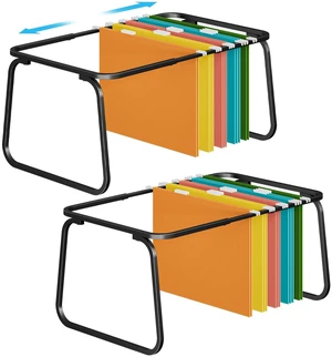 Hanging File Folder Frame, Adjustable Letter Size File Holder 16-25 Inches, Metal File Cabinet Rails for Office, Home, School, 2P(Black) Hanging File Folder Frame, Adjustable Letter Size File Holder 16-25 Inches, Metal File Cabinet Rails for Office, Home, School, 2P(Black)