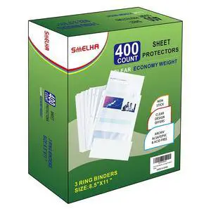 Sheet Protectors 400 Page,Page Protector 8.5" x 11" Upgraded Clear Plastic Page Protectors,for 3 Ring Binder, Top Loading Paper Protector with Reinforced Holes,Holds Multiple SheetsLetter Size Sheet Protectors 400 Page,Page Protector 8.5" x 11" Upgraded Clear Plastic Page Protectors,for 3 Ring Binder, Top Loading Paper Protector with Reinforced Holes,Holds Multiple SheetsLetter Size