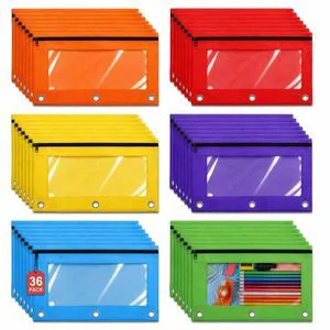 Pencil Pouch Bulk 36 Pack, Pencil Pouch for 3 Ring Binder, Pencil Bags Binder Pencil Pouch, Zipper Pencil Pouch with Clear Window, 3 Hole Fabric Pencil Pouches Bulk for Classroom, School & Office Pencil Pouch Bulk 36 Pack, Pencil Pouch for 3 Ring Binder, Pencil Bags Binder Pencil Pouch, Zipper Pencil Pouch with Clear Window, 3 Hole Fabric Pencil Pouches Bulk for Classroom, School & Office
