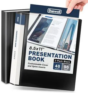 Presentation Binder 48-Pocket, Displays 96 Pages, 8.5x11 Portfolio Binder with Plastic Sleeves, Storage and Organizer for Documents, Photos, Kids Artwork, Projects, Recipes (2 Pack, Black) Presentation Binder 48-Pocket, Displays 96 Pages, 8.5x11 Portfolio Binder with Plastic Sleeves, Storage and Organizer for Documents, Photos, Kids Artwork, Projects, Recipes (2 Pack, Black)