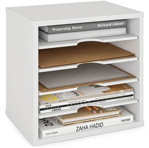 File Organizer Paper Sorter, 5 Tier Adjustable Shelves Office Desk Organizer, 13 5/8" x 9 1/4" x 12", White File Organizer Paper Sorter, 5 Tier Adjustable Shelves Office Desk Organizer, 13 5/8" x 9 1/4" x 12", White