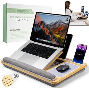 Lap Desk for Adults, Vented 6-Angle Laptop Bed Tray Table, Gray Cushion pillow base | Phone & tablet holder | Foldable portable couch & sofa stand | Writing, reading, study, drawing, 17in Lap Desk for Adults, Vented 6-Angle Laptop Bed Tray Table, Gray Cushion pillow base | Phone & tablet holder | Foldable portable couch & sofa stand | Writing, reading, study, drawing, 17in