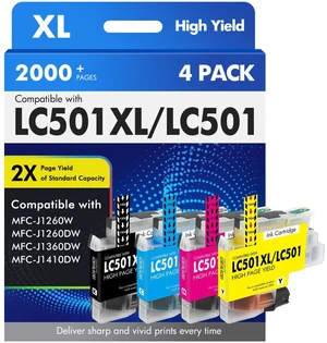 LC501XL LC501 MFC-J1360DW Ink Cartridges for Brother Printer LC 501 XL Compatible for Brother MFC-J1410DW MFC J1360DW J1260W J1260DW J1410DW Series Printer (4 Pack Black Cyan Magenta Yellow) LC501XL LC501 MFC-J1360DW Ink Cartridges for Brother Printer LC 501 XL Compatible for Brother MFC-J1410DW MFC J1360DW J1260W J1260DW J1410DW Series Printer (4 Pack Black Cyan Magenta Yellow)