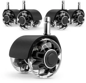 2" Office Chair Wheels Set of 5, Black Heavy Duty Chair Caster Support 2200lbs, Mute Rubber, Universal Fit 7/16"x7/8" Stem, Smooth Quiet Rolling, Safety Protection for Hardwood, Carpet 2" Office Chair Wheels Set of 5, Black Heavy Duty Chair Caster Support 2200lbs, Mute Rubber, Universal Fit 7/16"x7/8" Stem, Smooth Quiet Rolling, Safety Protection for Hardwood, Carpet