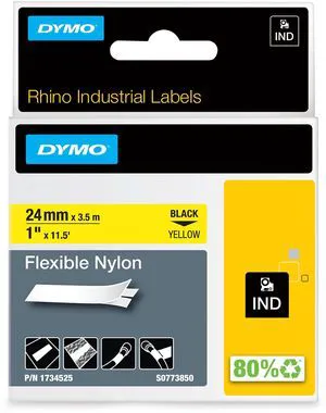 Industrial Labels, 1", Flex Nylon, Black on Yellow Industrial Labels, 1", Flex Nylon, Black on Yellow