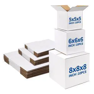 Assorted Sizes Shipping Boxes 30 Pack (8x8x8, 6x6x6, 5x5x5), White Corrugated Cardboard Mailers, Each 10 PCS Small Boxes for Small Business Packaging, Shipping & Storage Assorted Sizes Shipping Boxes 30 Pack (8x8x8, 6x6x6, 5x5x5), White Corrugated Cardboard Mailers, Each 10 PCS Small Boxes for Small Business Packaging, Shipping & Storage