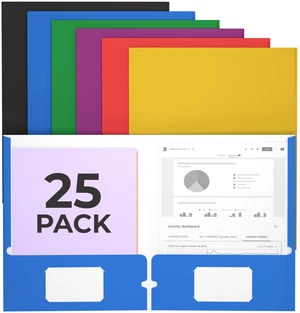 Folders with Pockets 2 Pocket Folders Bulk, Holds 100 Sheets (50 Sheets Per Pocket) Assorted Colors Office Or School (25) Folders with Pockets 2 Pocket Folders Bulk, Holds 100 Sheets (50 Sheets Per Pocket) Assorted Colors Office Or School (25)