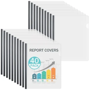 Clear Report Covers with Sliding Bars, 70 Sheet Capacity, 40 Pack Clear Report Covers for A4 and Letter Size, 9mm Binding Bars, 5.5 Mil Thick, for Resumes, Presentations, School and Business Clear Report Covers with Sliding Bars, 70 Sheet Capacity, 40 Pack Clear Report Covers for A4 and Letter Size, 9mm Binding Bars, 5.5 Mil Thick, for Resumes, Presentations, School and Business